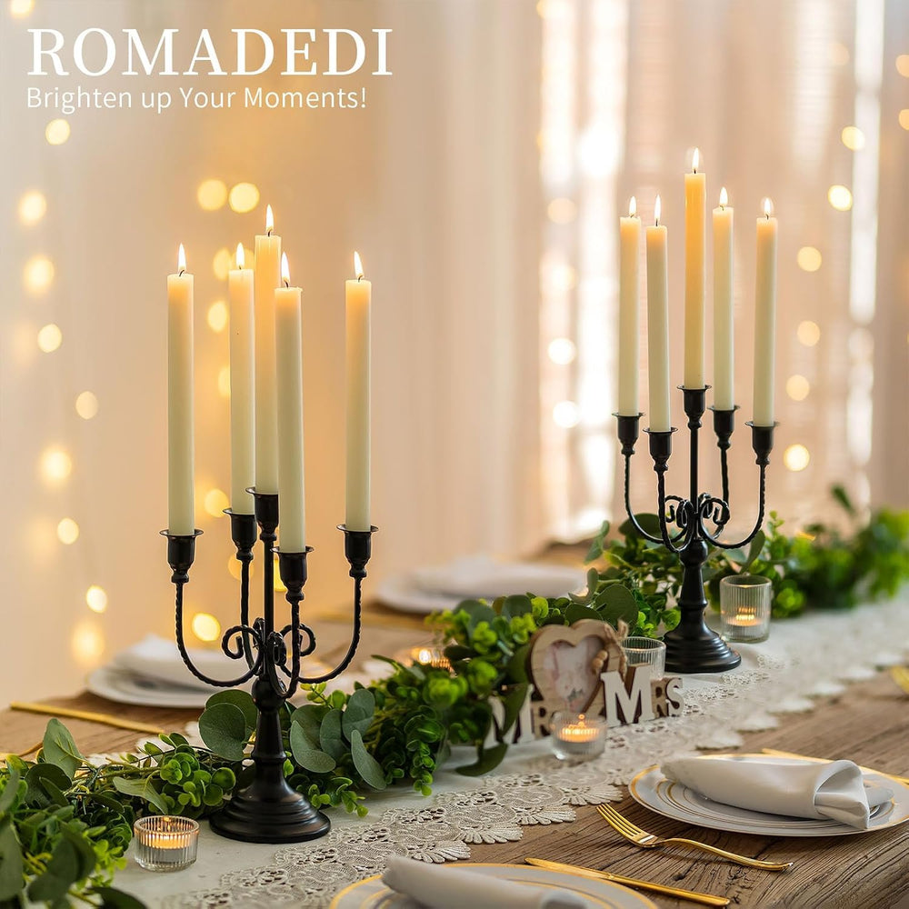 Romadedi Halloween Candelabra, Black 5-Arm Candle Holder, Set of 2, 11.8 in