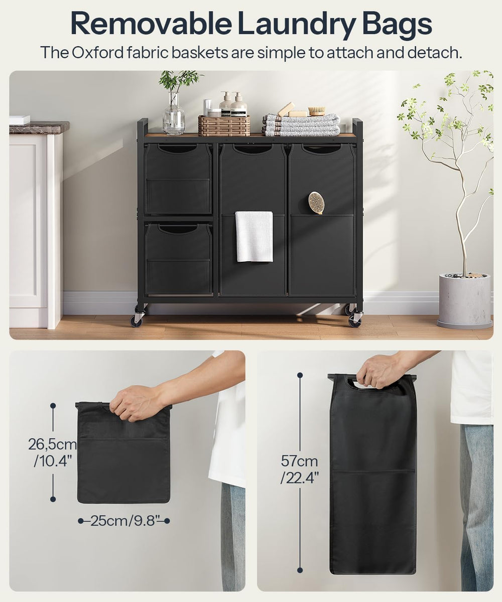 HOOBRO Laundry Sorter with 4 Section, 34 Gal. (127 L) Laundry Hamper with Whe...