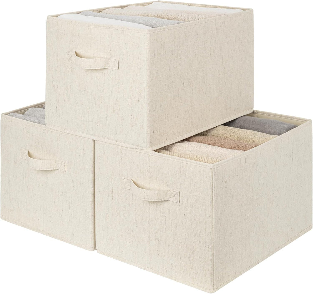 StorageWorks Closet Storage Bins, Beige (Cotton-Linen), Extra Large