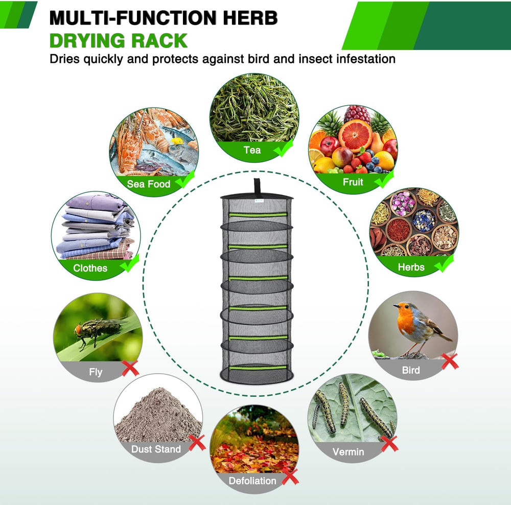 Yesker 6 Layer Herb Drying Rack Hanging Mesh Net Foldable Plant Drying Racks ...