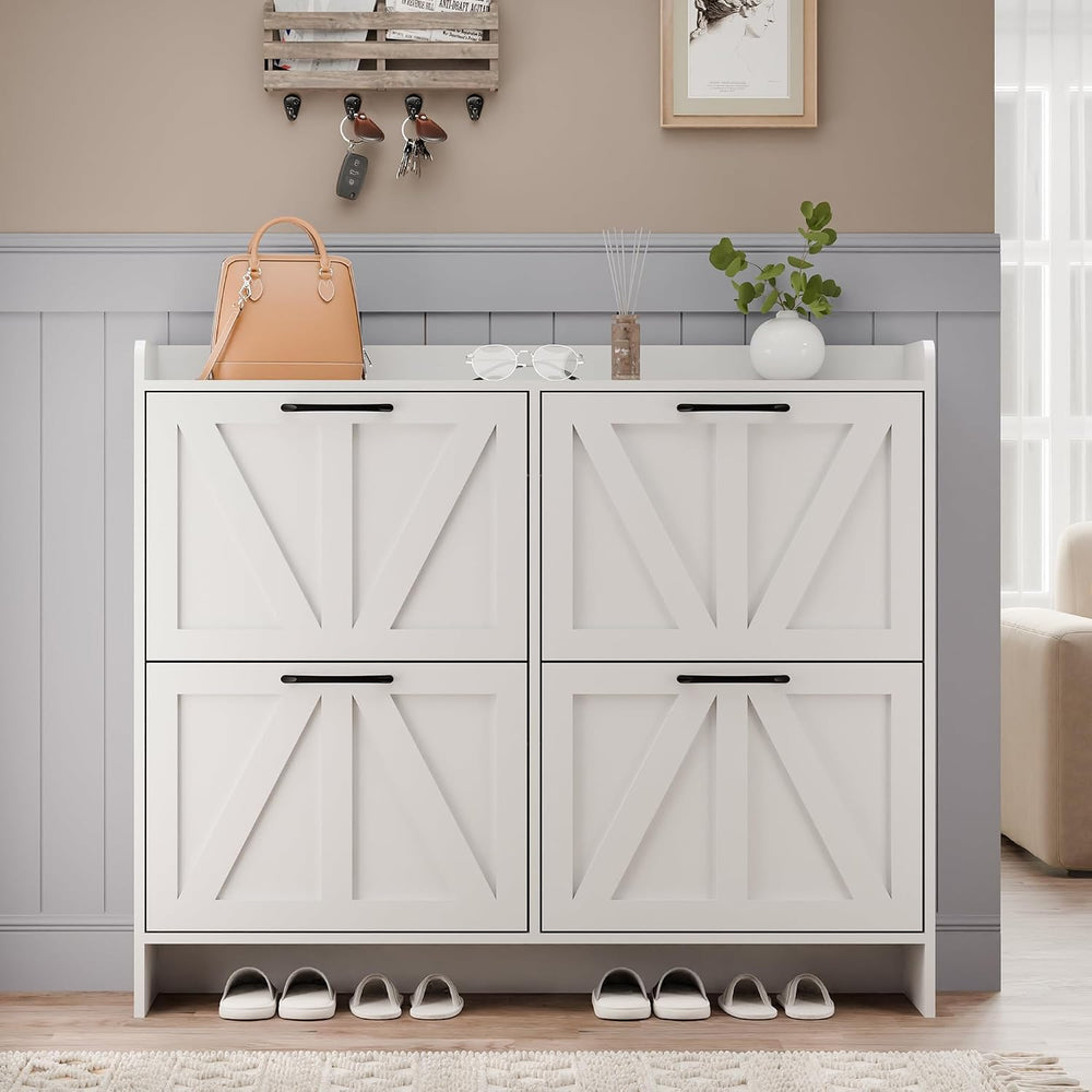 MU Shoe Storage Cabinet with 4 Flip Drawers, Freestanding Shoe Cabinet, Slim ...