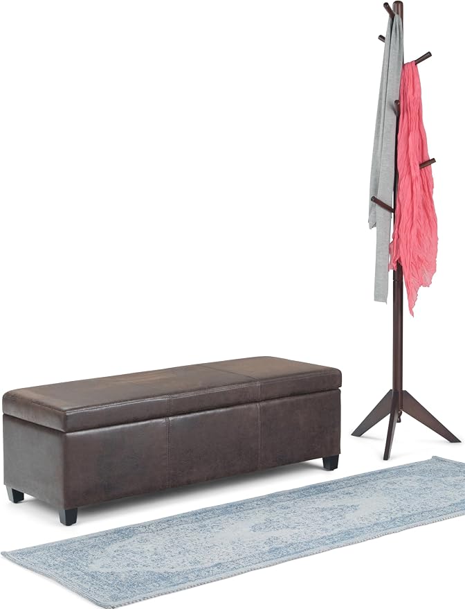 SIMPLIHOME Avalon 48 inch Wide Contemporary Rectangle Storage Ottoman Bench in
