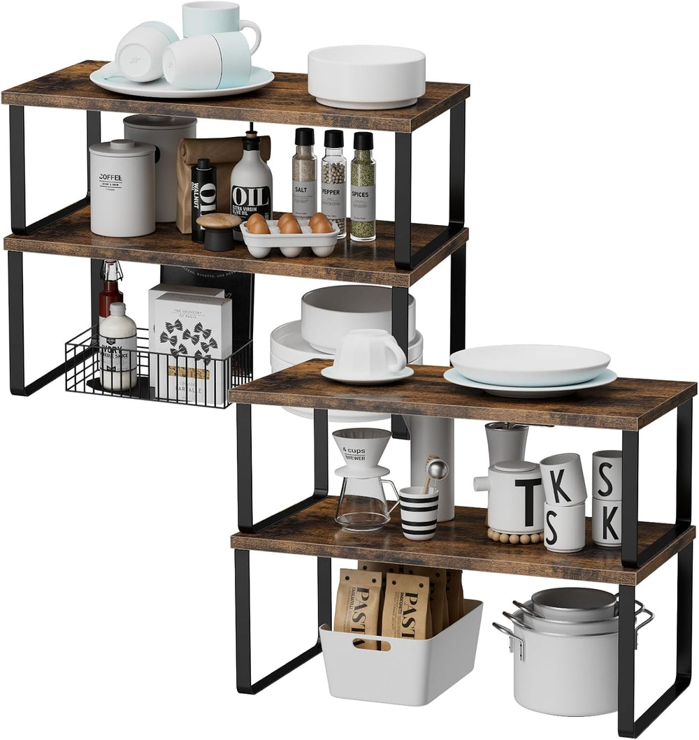 OGEMXU Cabinet Shelf Organizers, 15.7 inches Large Kitchen Counter Shelf, Set...