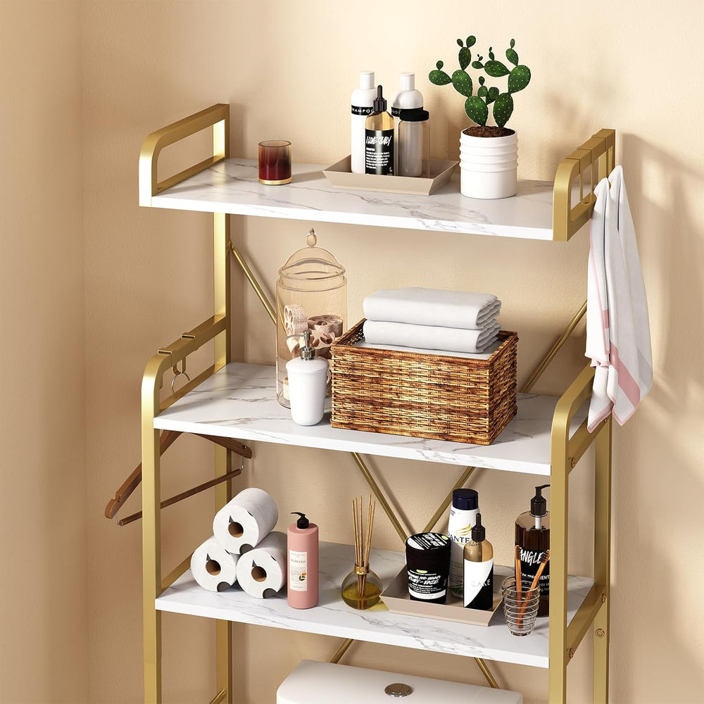 Over The Toilet Storage Rack with 3-Tier Shelves, Space Saver Toilet Shelf, L...