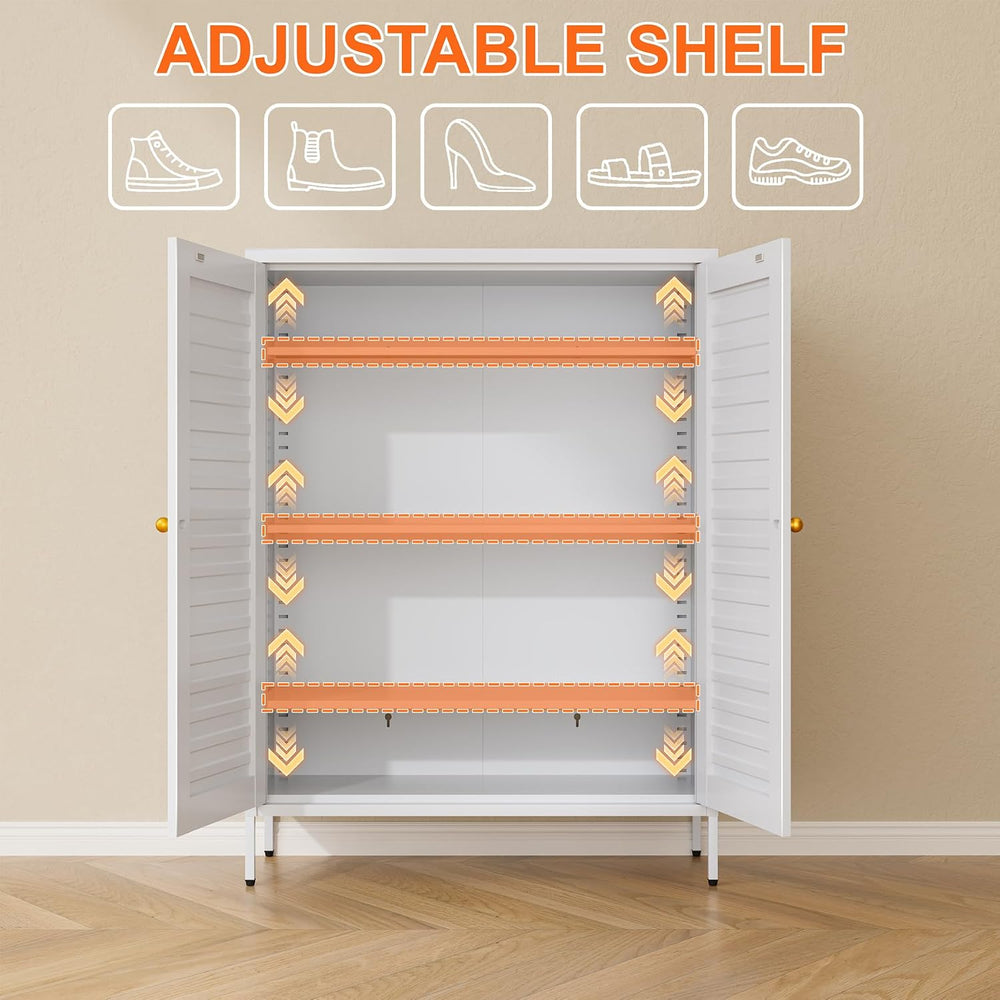 40" H Metal Shoe Cabinet, Adjustable Hidden Shoe Storage Cabinet