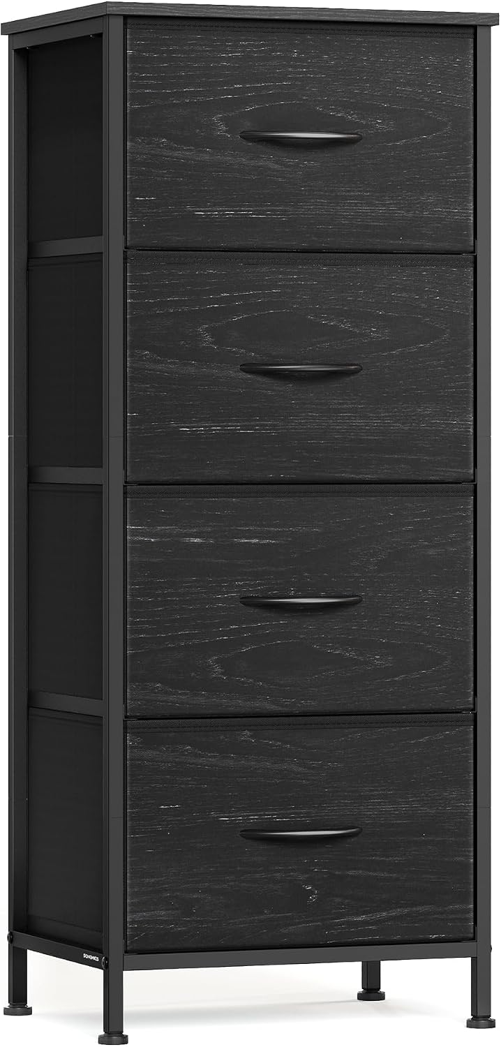SONGMICS Dresser for Bedroom, Tall Dresser with 4 Fabric Drawers