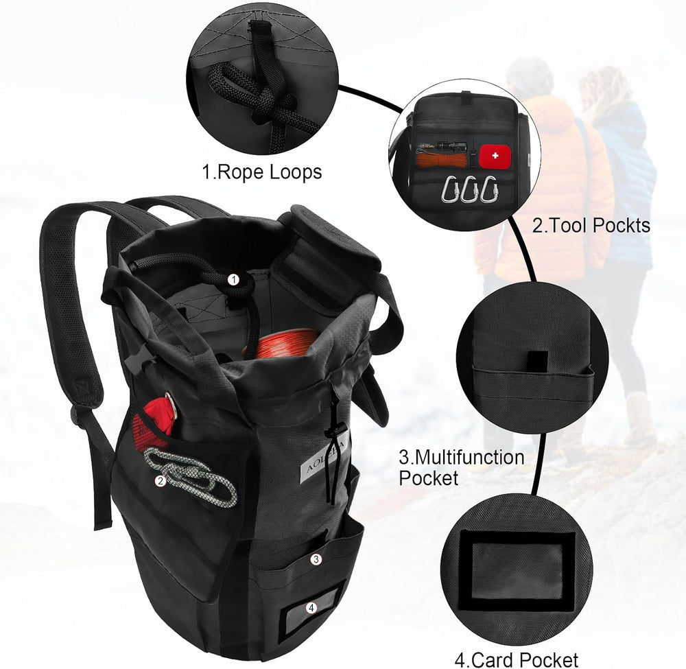 AOLEBA Arborist Rope Storage Bag Tree Climbing Rock Rope Bucket Backpack Rope...