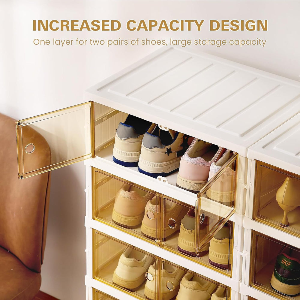 ELPHECO 6 Tier 12 Pairs Foldable Shoe Rack Shoe Organizer with Magnetic Doors...