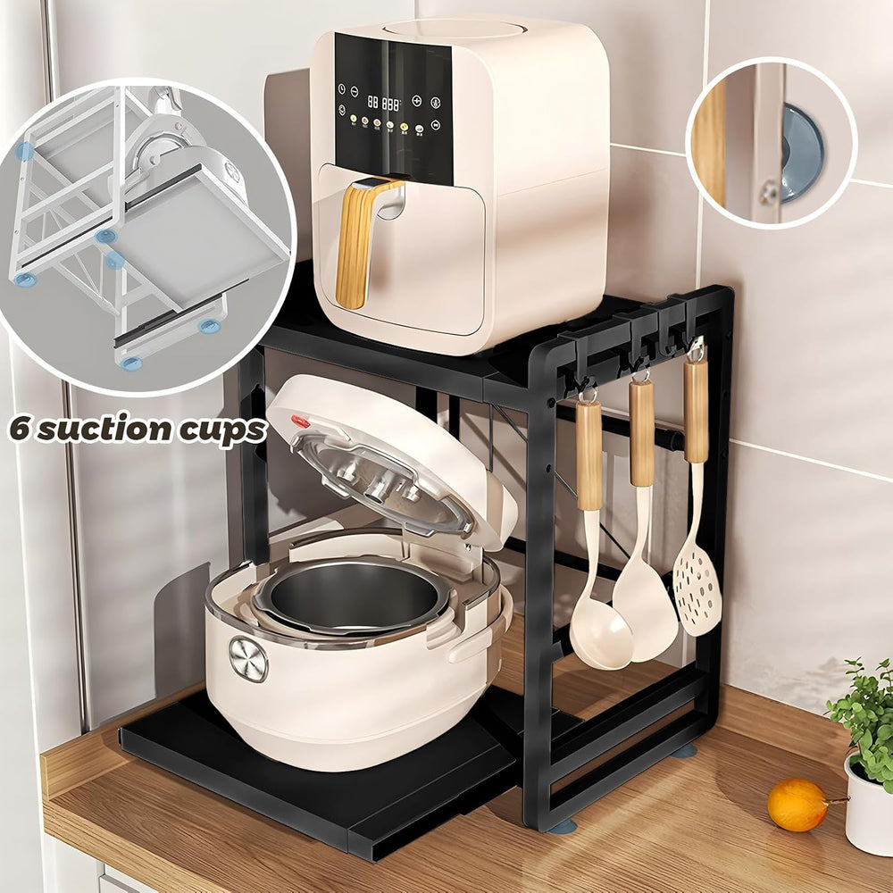 2-Tier Microwave Rack - Height Adjustable & Extendable Kitchen Shelf with...