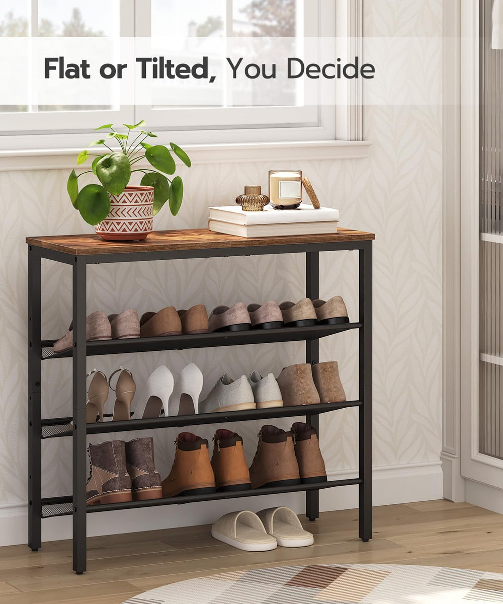 HOOBRO Shoe Rack for Entryway, 4-Tier Shoe Organizer with Adjustable Mesh She...