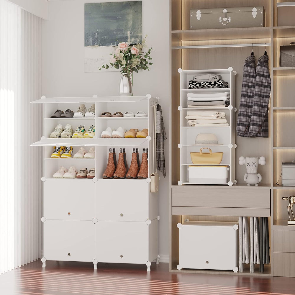 AWTATOS 8 Tiers Shoe Rack Organizer, 32 Pair Shoe Storage Cabinet, White