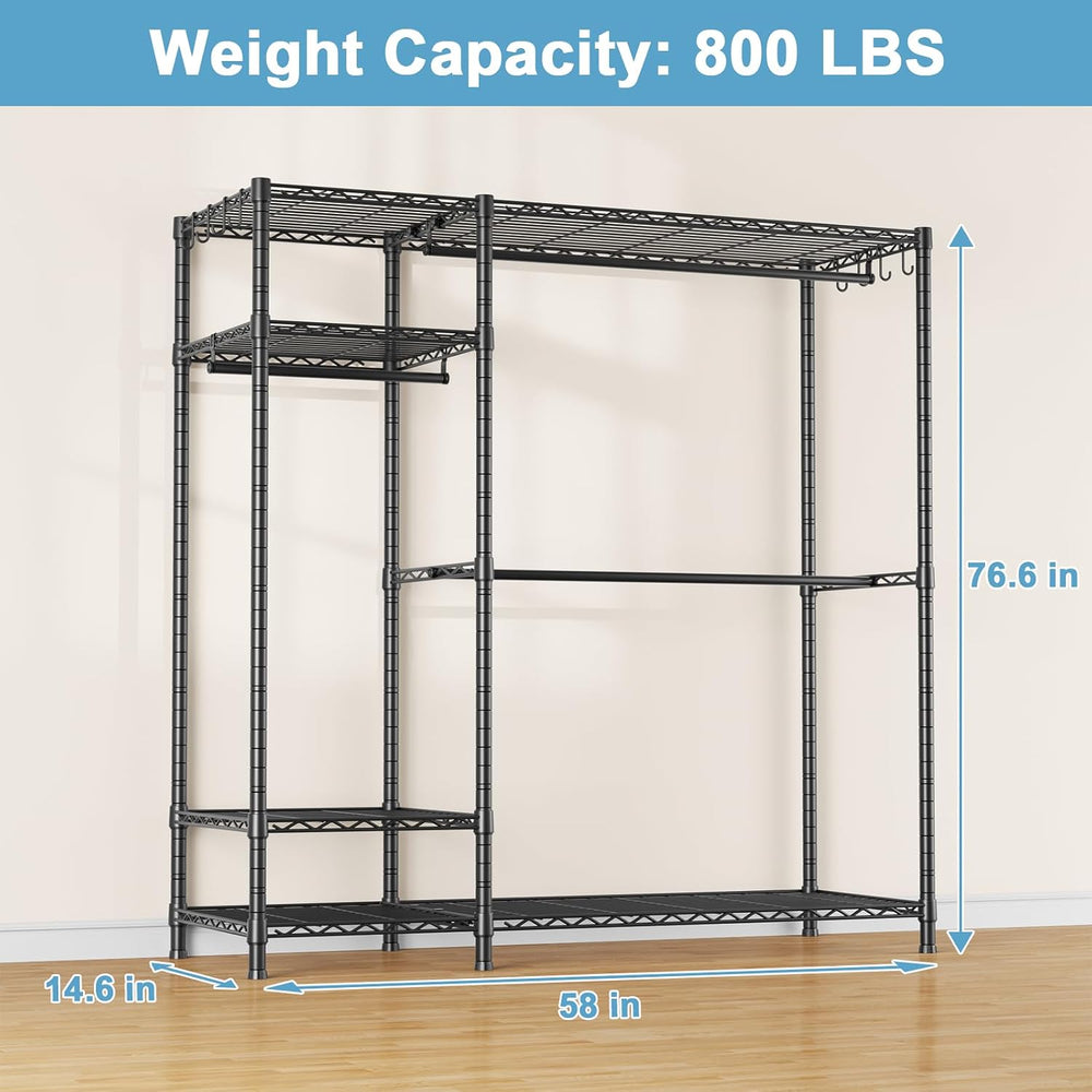 Ulif F7 Clothes Rack Heavy Duty, Clothing Racks for Hanging Clothes, Black