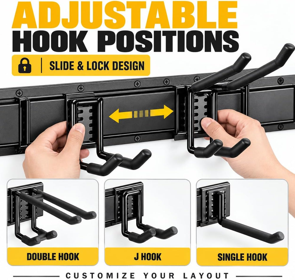 Ski Rack 66" Garage Tool Organizer Wall Mount 700 lbs Garden Tool Organizer