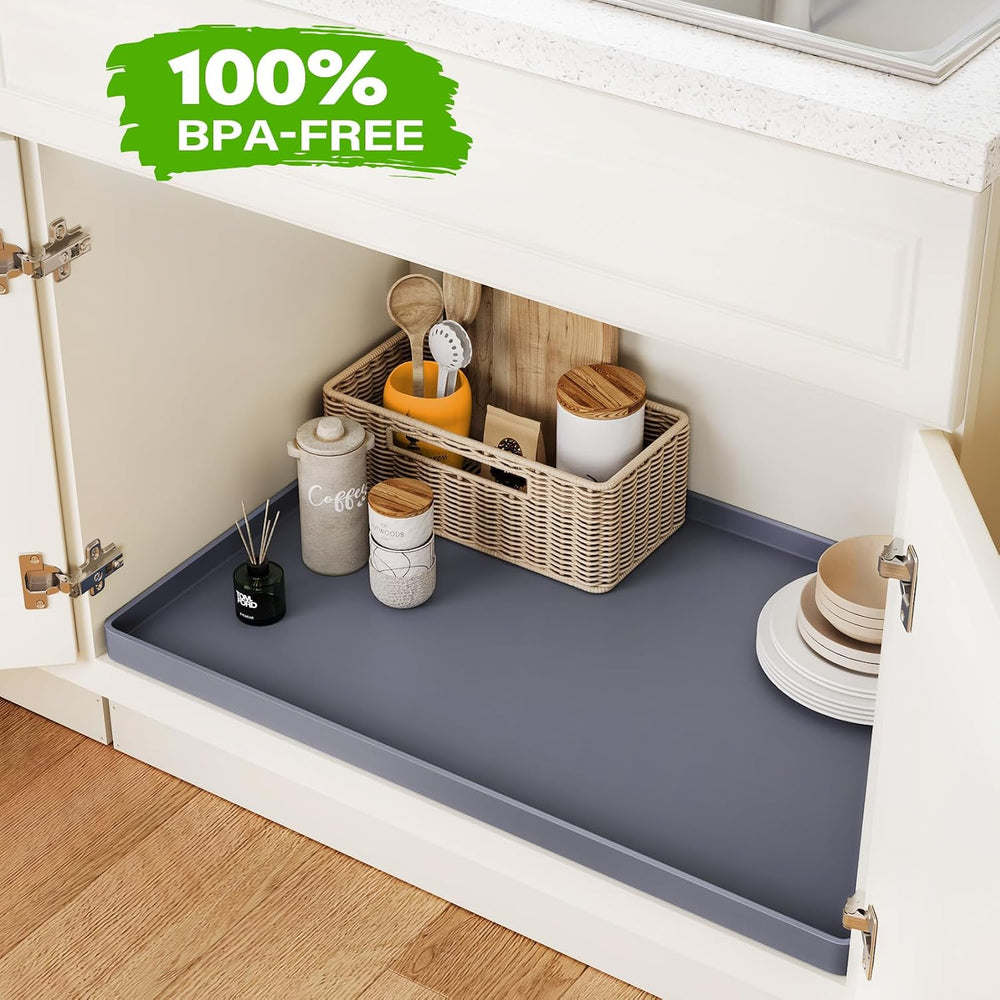 FLATO Waterproof Under Sink Mat, 34" x 22", Beige