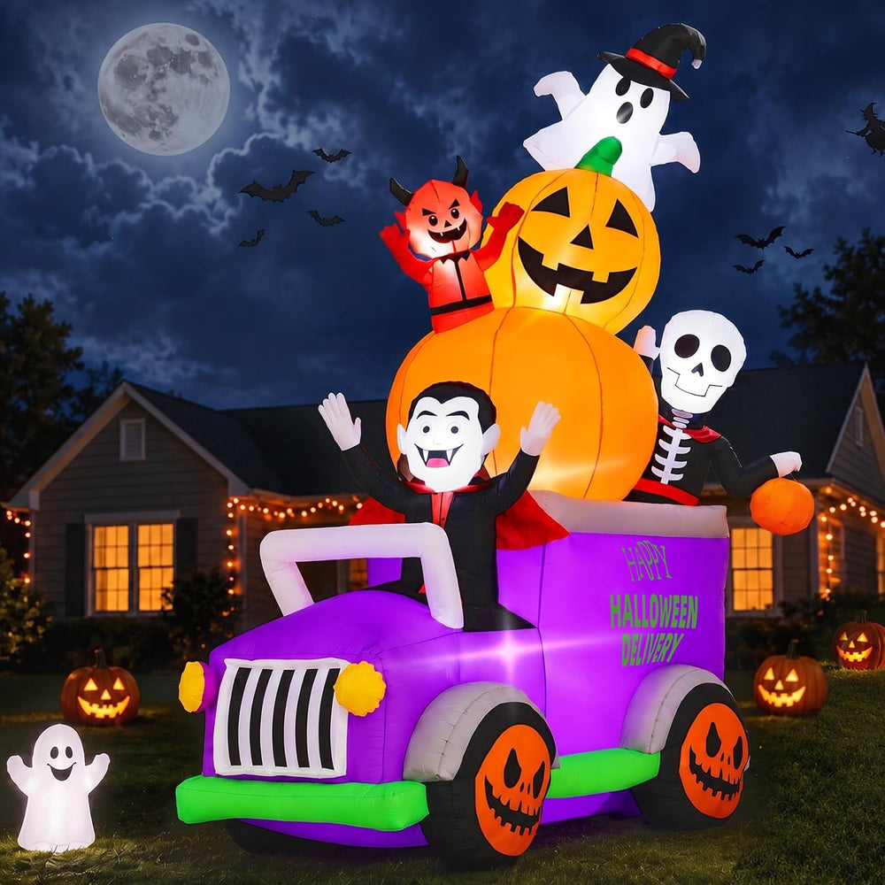 Elegear 8FT Parade Truck Halloween Inflatable, Outdoor Yard Lawn Decor