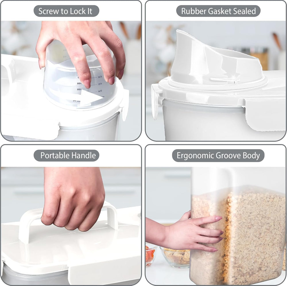 Komzon Rice Storage Containers, Airtight Cereal Containers Storage, with Pour...