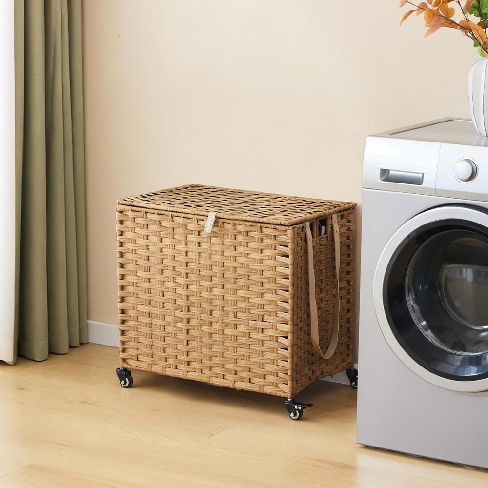 Laundry Hamper with Wheels, 34.3 Gallon(130L) Rolling Laundry Basket with Lid...
