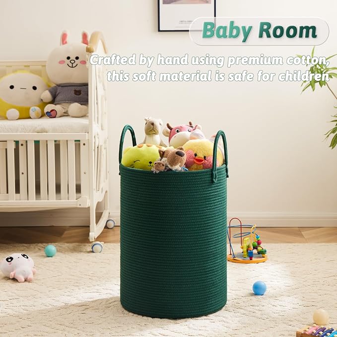 Laundry Basket, Woven Cotton Rope Laundry Hamper, 80L
