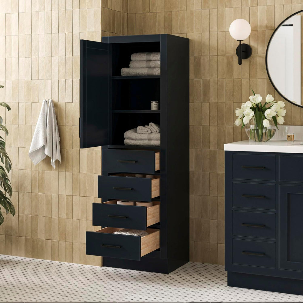 ARIEL Hepburn Bathroom Storage Cabinet - Solid Hevea Wood, Fully Assembled fo...