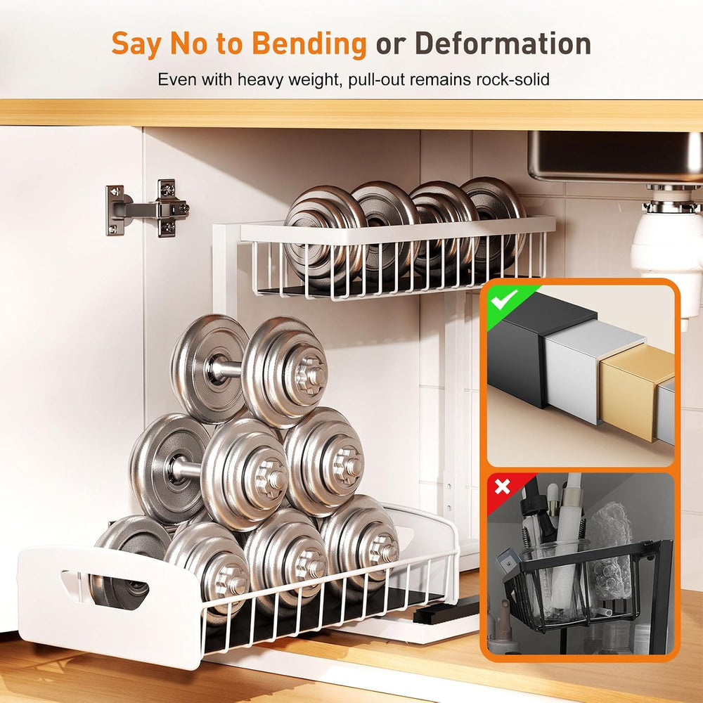 AIDIAM Under Kitchen Sink Organizer, Metal Pull Out Bathroom Organizers and S...