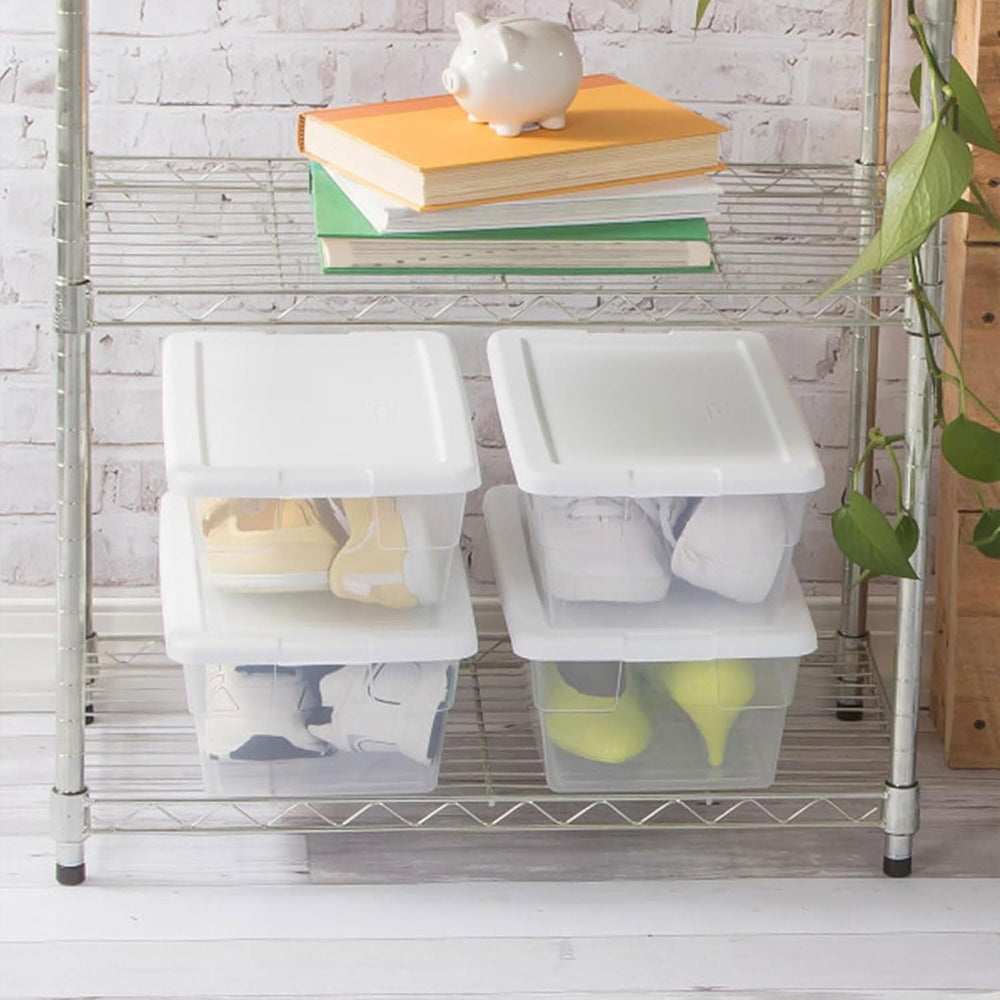 Sterilite Storage Boxes, Stackable Clear Plastic Bins, 6 Quart, 12-Pack