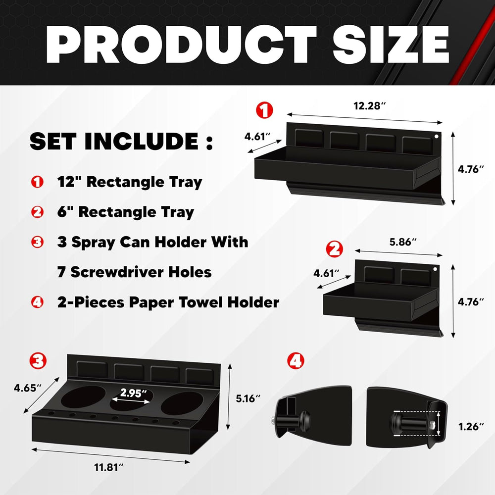 C&T 4-Piece Magnetic Toolbox Shelf, Tray and Holder Set, Magnetic Toolbox...