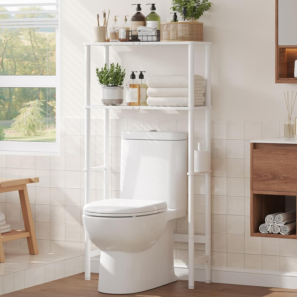 Over The Toilet Storage, Freestanding 2-Tier Bamboo Bathroom Shelves, Above T...