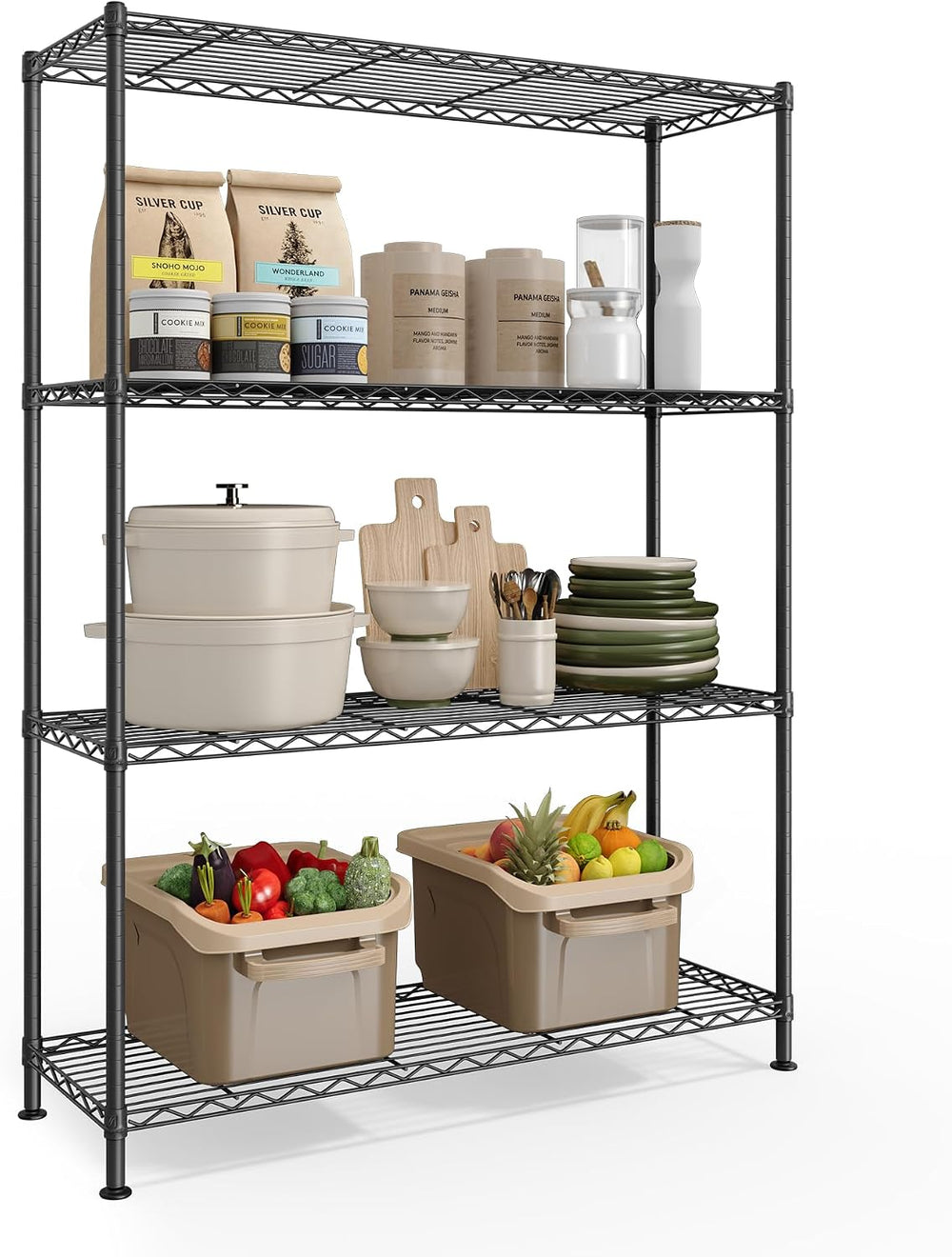 SONGMICS 4-Tier Bathroom Shelf, Storage Rack for Small Space
