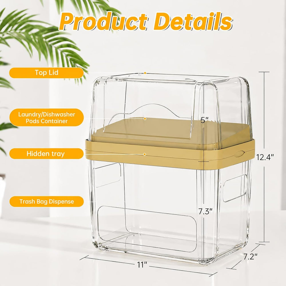 Trash Bag Dispenser Laundry Dishwasher Pods Container, Clear Acrylic Garbage ...