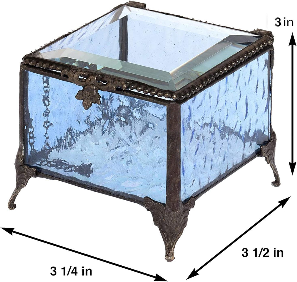 Confirmation Gift for Girl Personalized Keepsake Box Blue Stained Glass Engra...