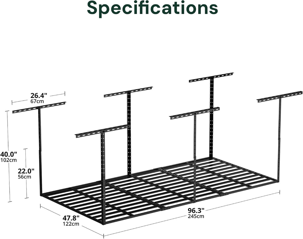 SunsGrove 4x8 Overhead Garage Storage Rack Organization, Adjustable Ceiling M...