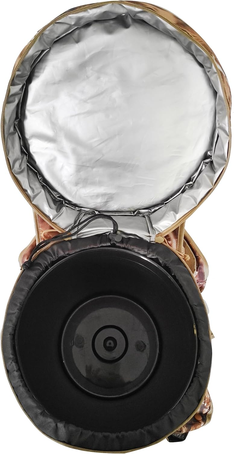 AUSCAMOTEK Insulated Bucket Backpack with 360° Swivel Lid – Camo Cooler Backp...
