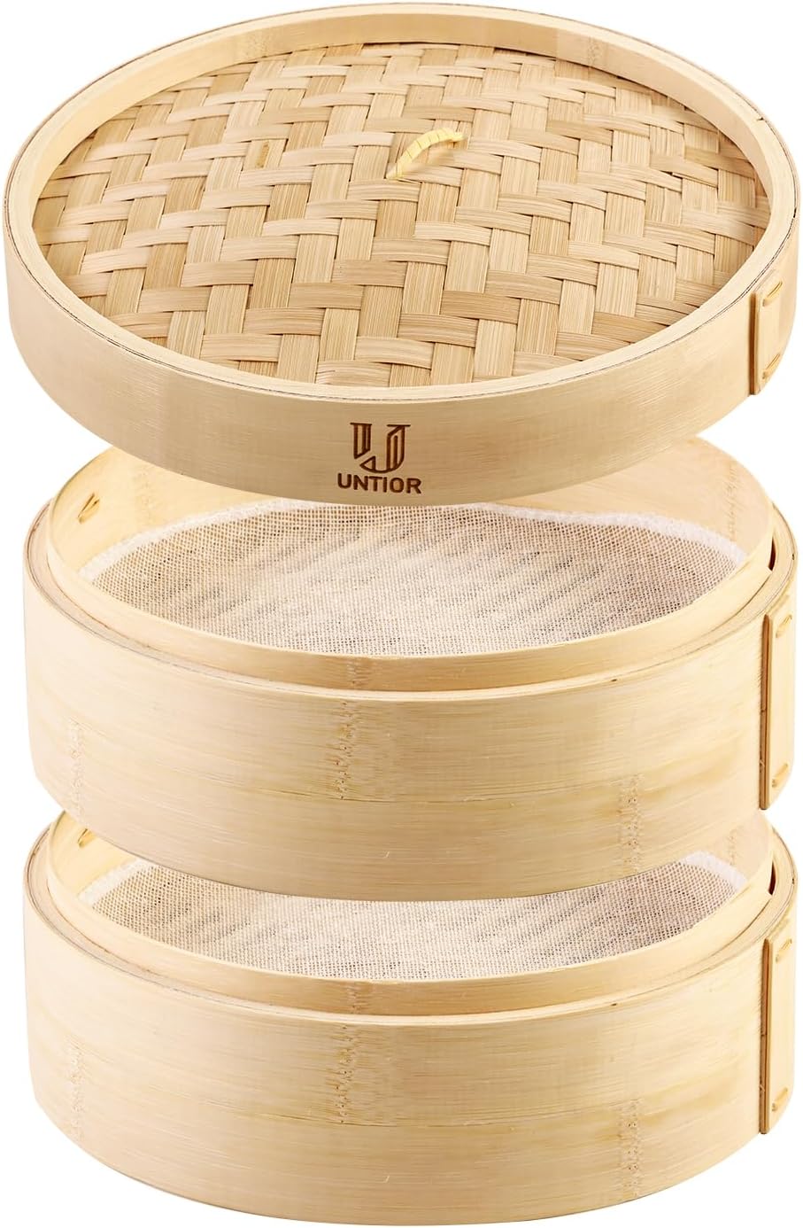 Handmade 10 inch Bamboo Steamer Basket with Reusable Cotton Liners Multi-use ...