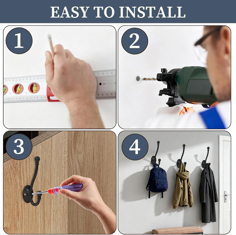 CBWLWJ 10 Pack Heavy Duty Wall Hooks for Hanging, Metal Coat Hooks Wall Mount...