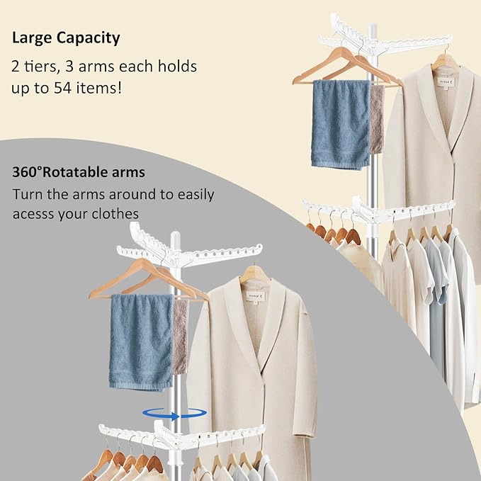 SUYU Clothes Drying Rack, Folding Clothes Drying Tree, 2 Layer