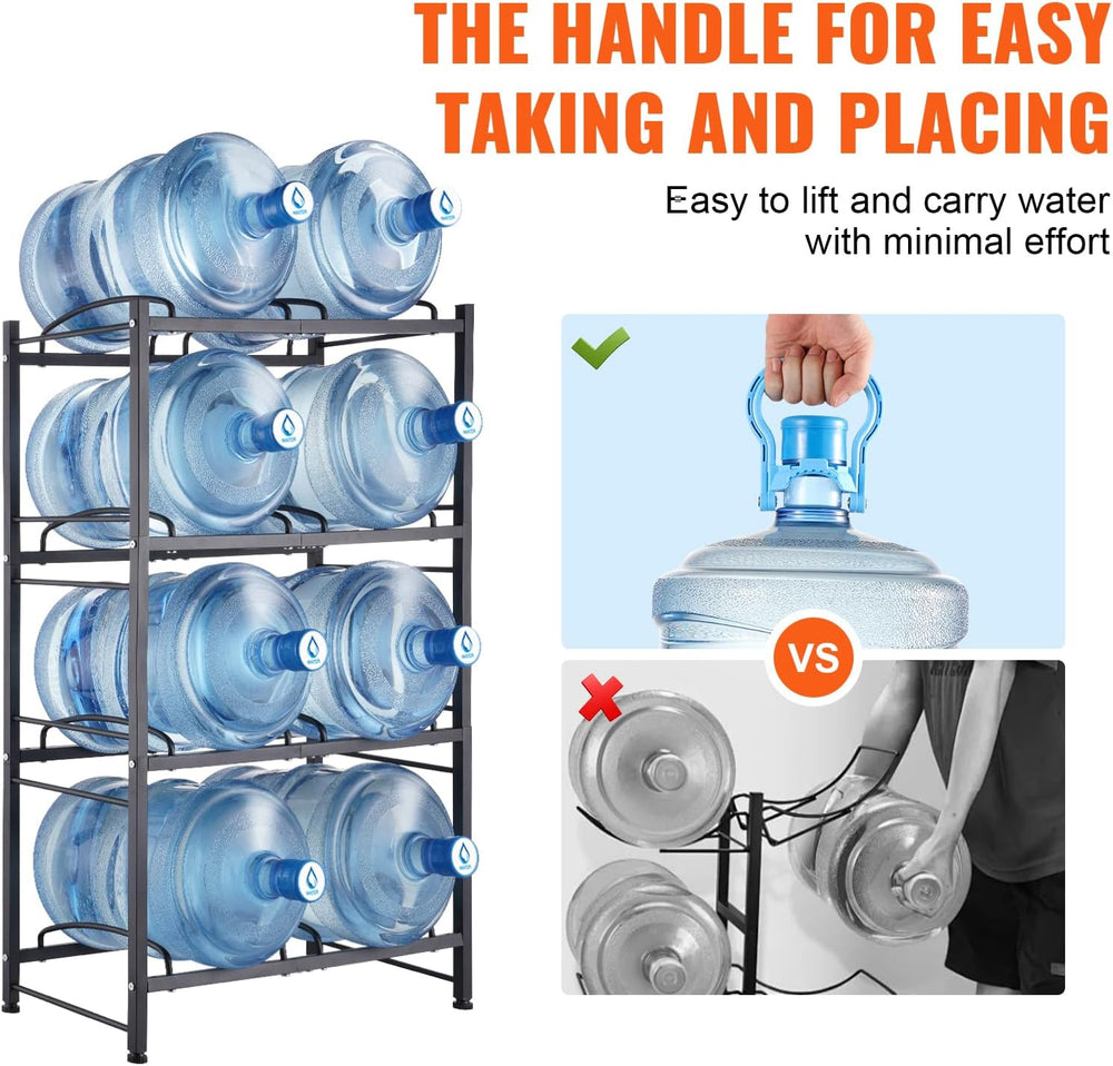 VEVOR 5 Gallon Water Jug Holder, 4 Tiers Double Row Heavy Duty Water Bottle R...