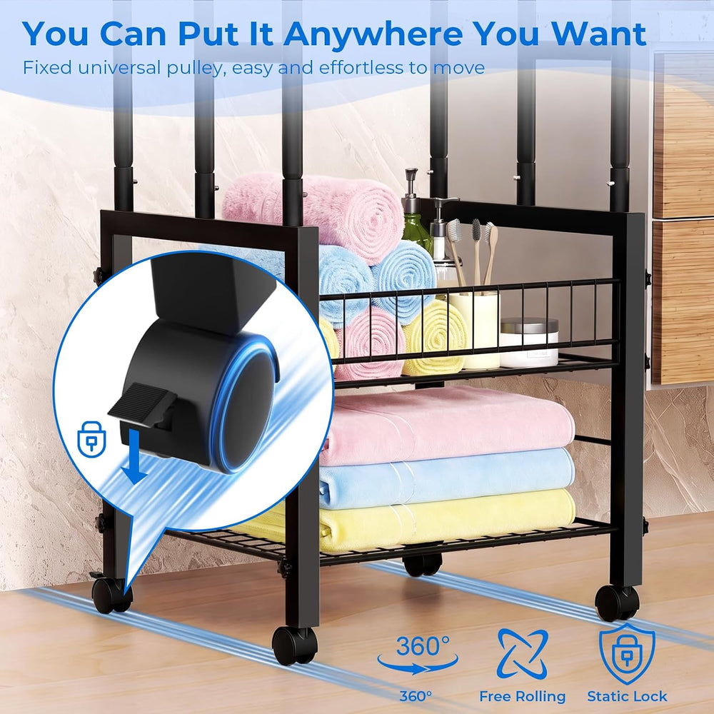 Kayfia 42.7'' Standing 3 Tier Alloy Steel Towel Rack with Basket &amp...