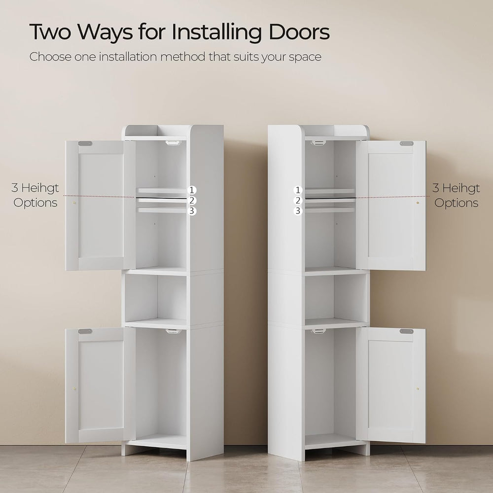 Bathroom Cabinet with 2 Doors, 7.3 x 9.8 x 40.4 Inches, Small Freestanding St...