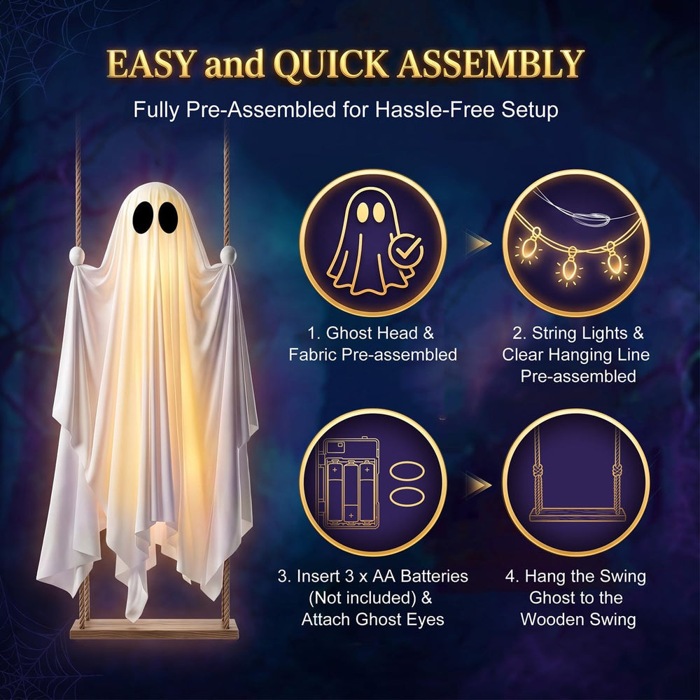 Halloween 5FT Swinging Ghost Outdoor Decor, Halloween Decorations Outdoor