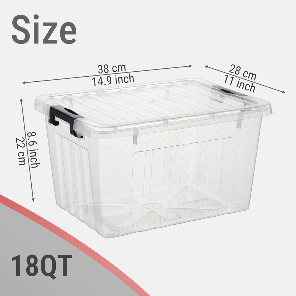 Cetomo Plastic Storage Bins, Lidded Storage Box with Strip for Home Office Do...