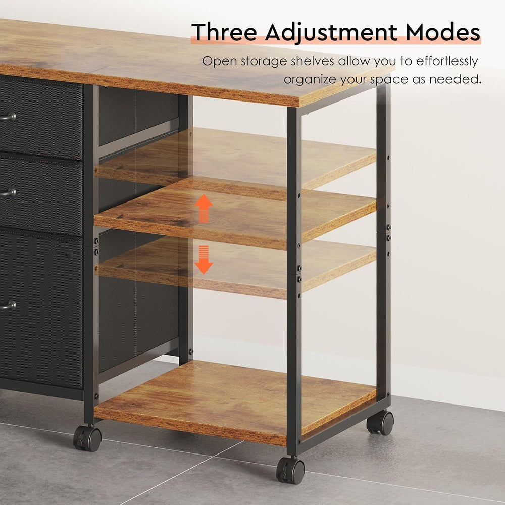 Maihail 3 Drawer File Cabinet with Wheels Rolling Printer Stand with Open Sto...