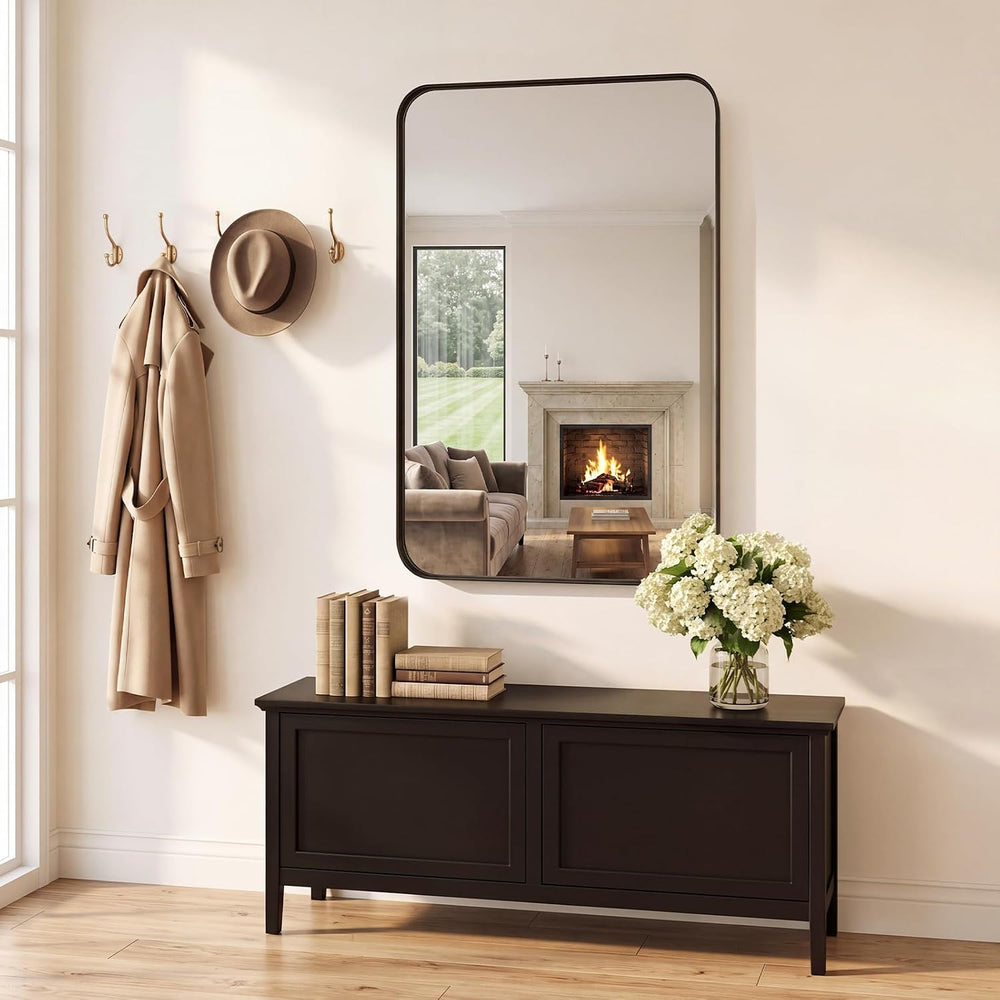 Sweetcrispy Bathroom Wall Mirror, 36x24 Inch Mirror for Over Sink, Black