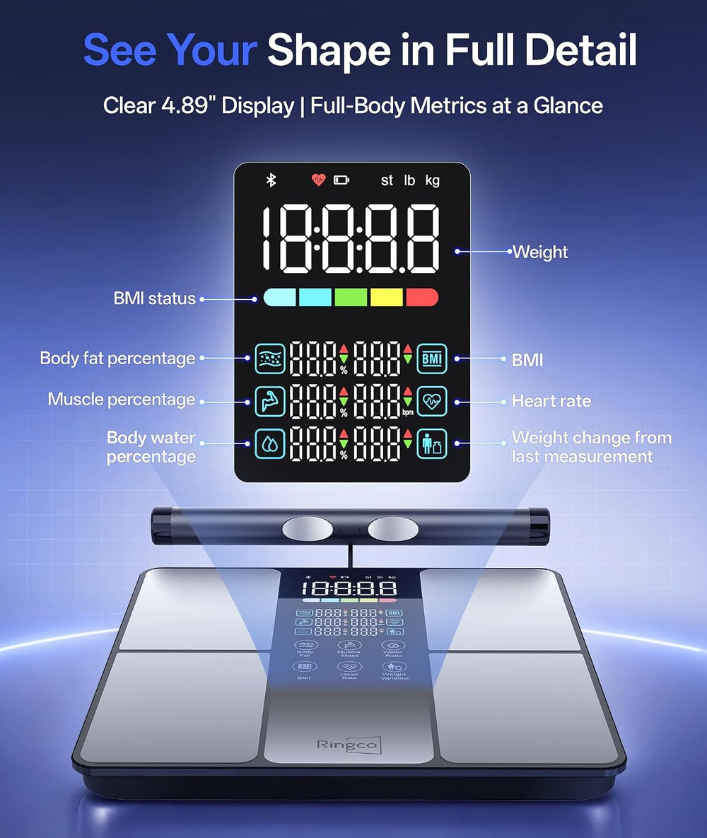 Body Pod Scale, 8-Electrode Rechargeable Smart Scale with Body Fat
