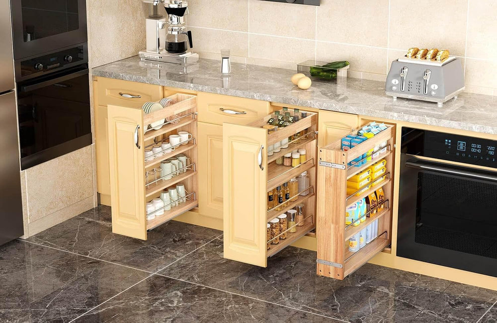 OCG 4 Tier Pull Out Spice Rack Holder Shelves (8" W x 22" D), spice...