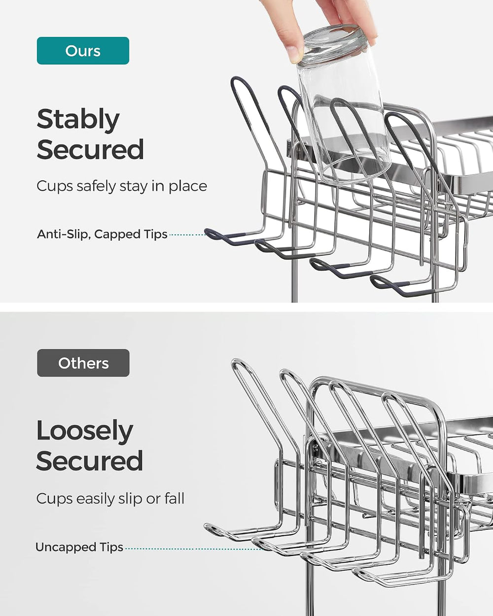 SONGMICS 2 Tier Dish Drying Rack for Kitchen Counter