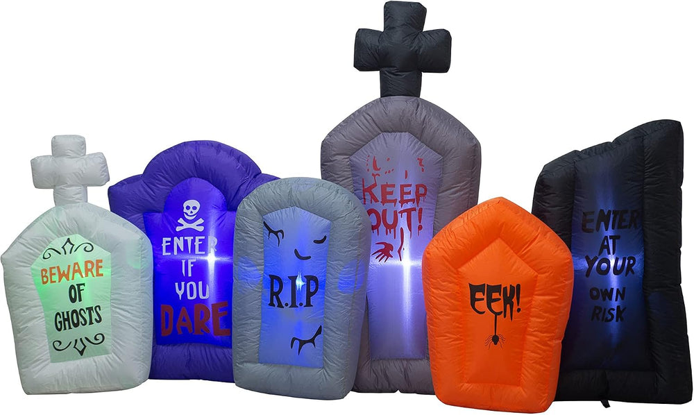 7.5 Foot Long Halloween Inflatable Tombstones Collection with LEDs