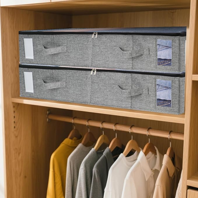 combocube 4 Pack Under Bed Storage Containers, Stackable Closet Organizers and
