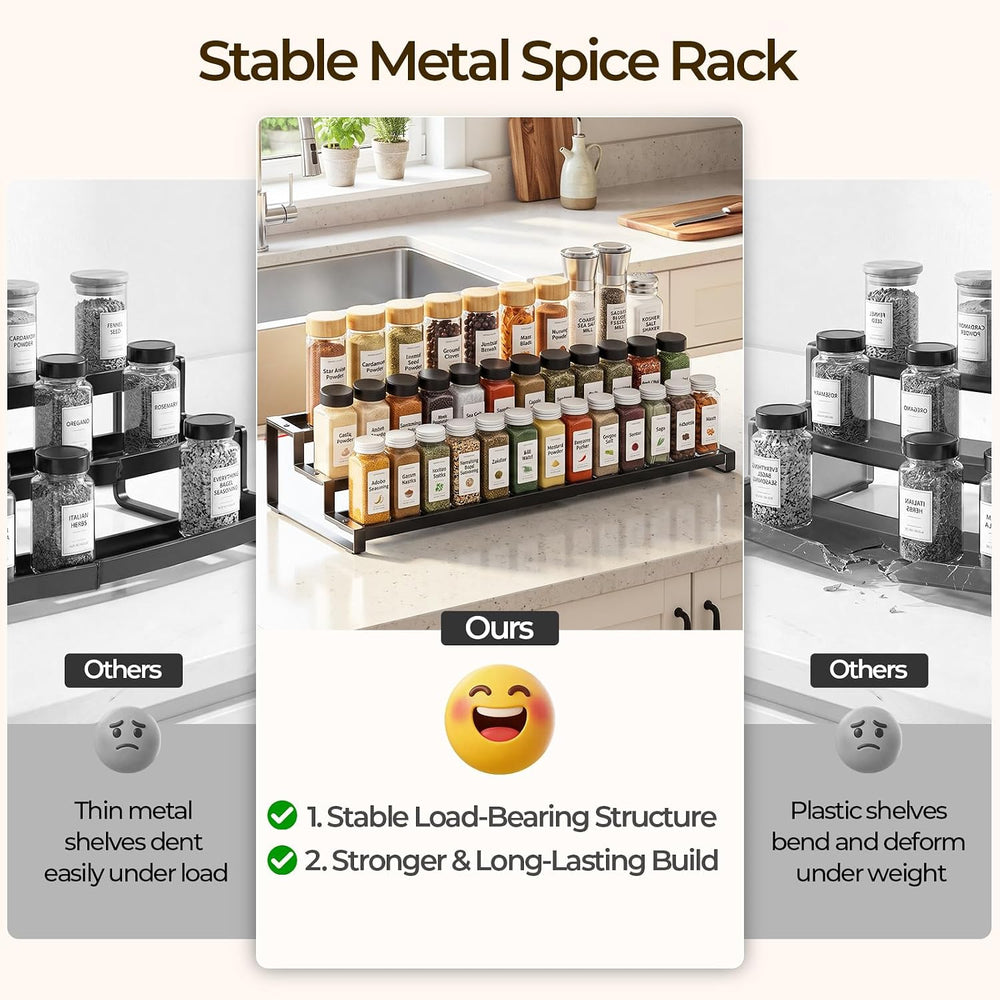 Delamu 3 Tier Expandable Spice Rack Organizer for Cabinet Countertop, Black
