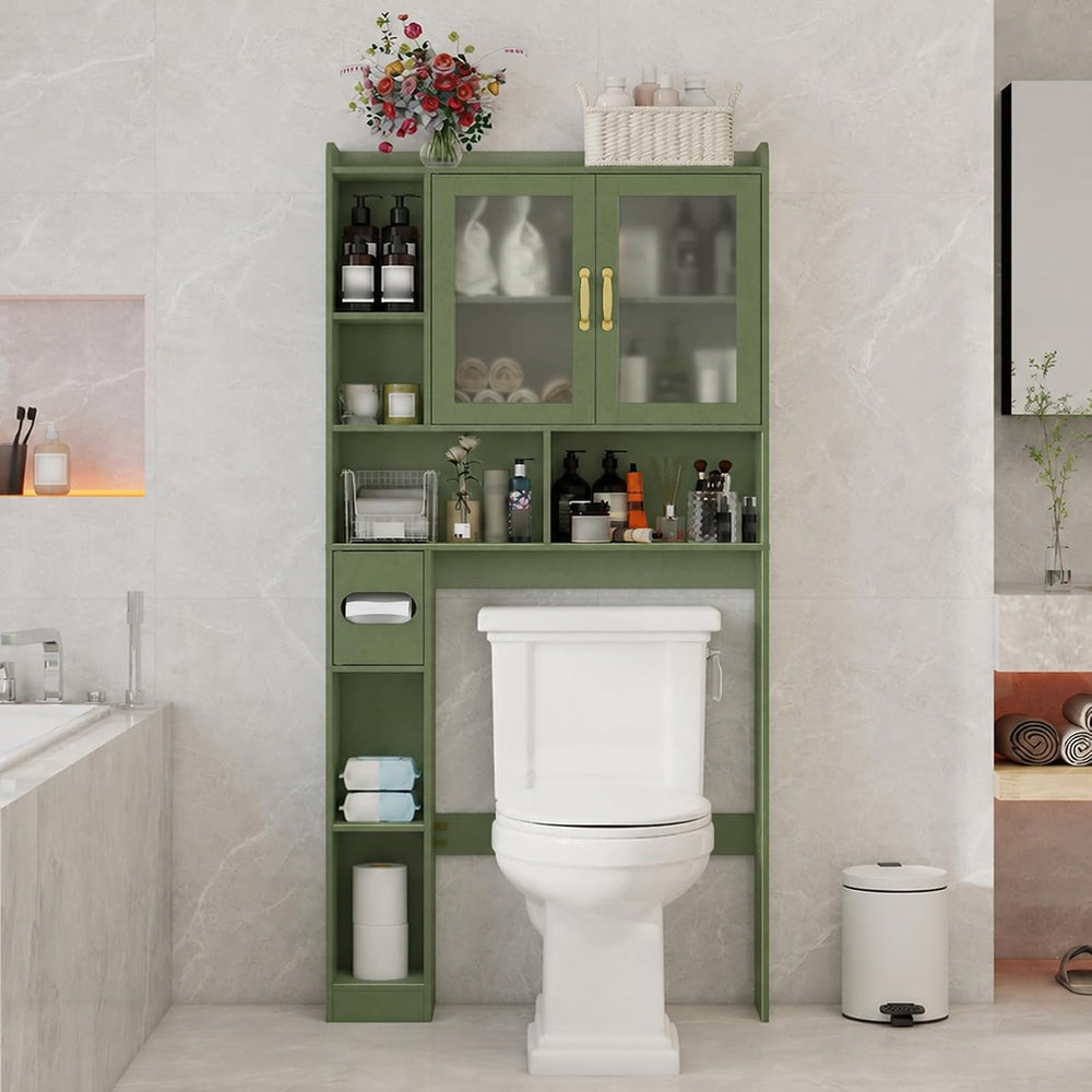 Vabches Over The Toilet Storage Cabinet with Acrylic doors, Green