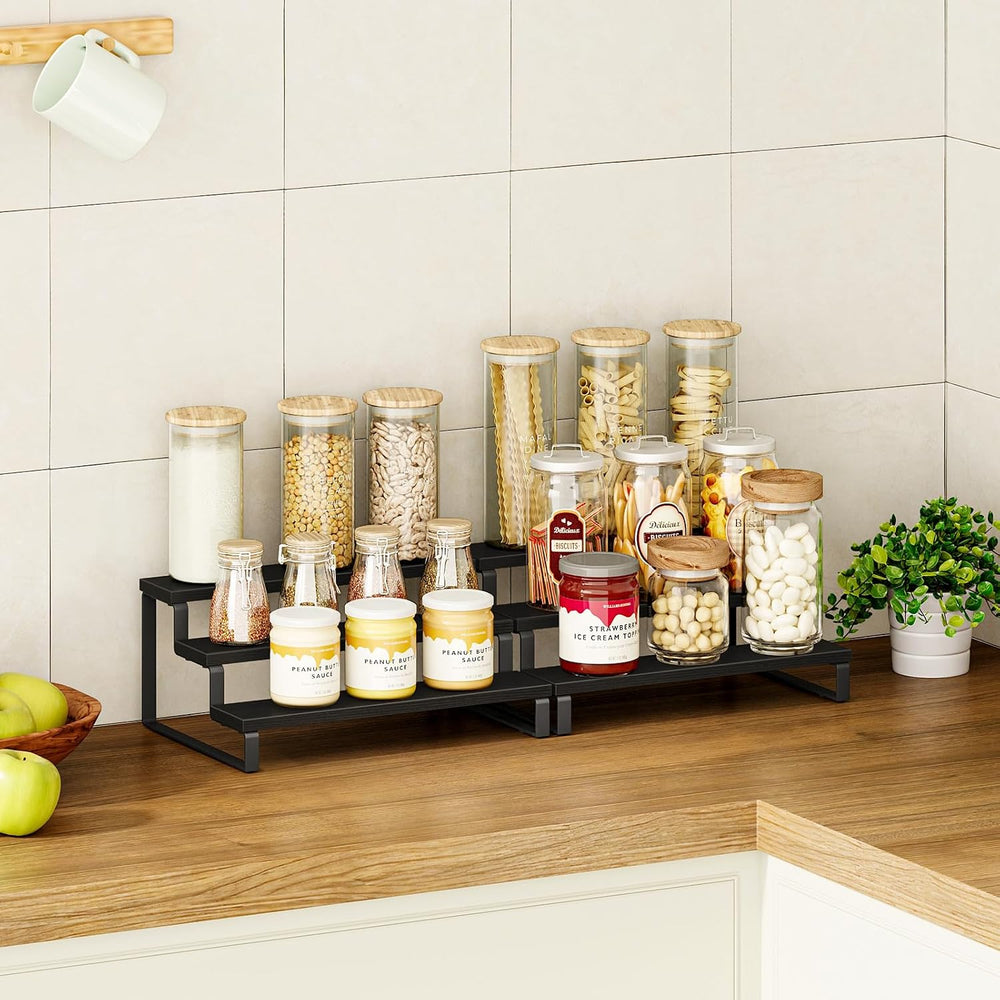 Giikin 3 Tier Spice Rack, Set of 2 Wooden Spice Rack for Countertop, Cabinet ...